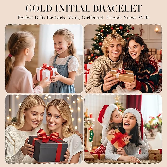 Heart Initial Bracelets for Women Girls - 18K Gold Plated A-Z Initial Bracelet Dainty Gold Bracelets for Women Teen Girl Gifts Trendy Stuff