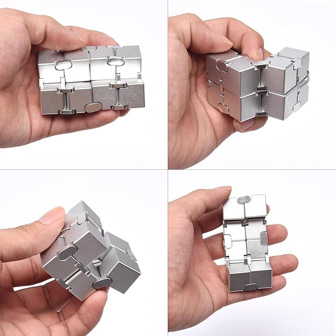 Fidget Cube New Version Fidget Finger Toys - Metal Infinity Cube Prime for Stress and Anxiety Relief/ADHD, Ultra Durable Sensory Gifts for Adults and Teens Kids