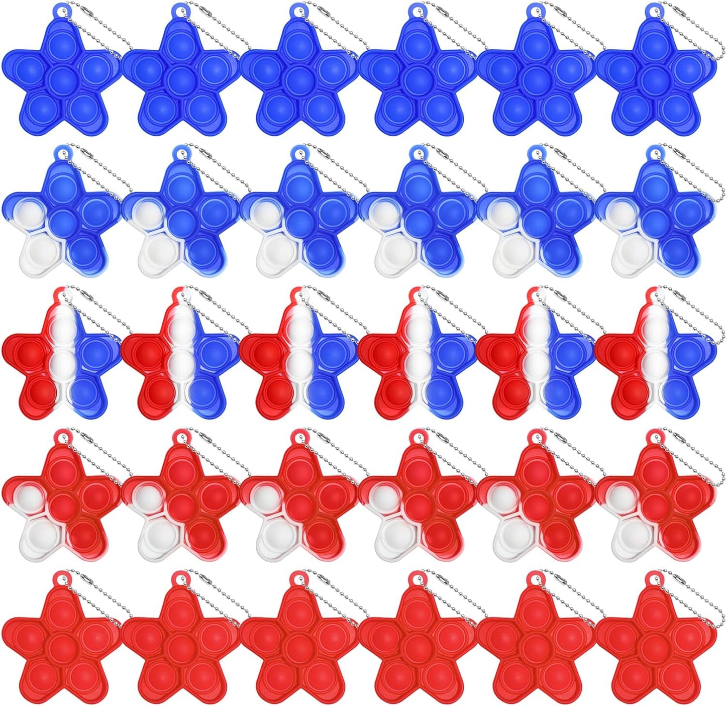 Independence Day Pop dget Toys Fidget Toy Mini Pop Push Fidget Mini Pop Keychain Fidget ToysStress Relief Party Favor Gifts for Kids 30pcs