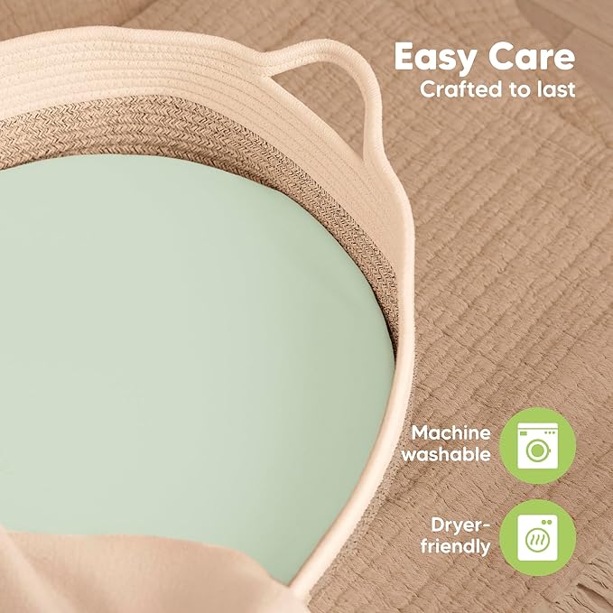 2-Pack Baby Bassinet Sheets Girl, Boy - 33x17 Viscose Derived from Bamboo Bedside Mattress Fitted Bassinet Sheets, Compatible with Halo Bassinest Swivel Sleeper, Baby Delight, Graco (Sage)