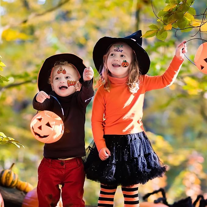 JOYIN 306 Pcs Halloween Glowing Temporary Tattoos for Kids, 42 Assorted Designs Bulk for Child Trick or Treat Game Gifts Halloween Party Favor Decorations Supplies Goodie Bags, Class Game Prizes