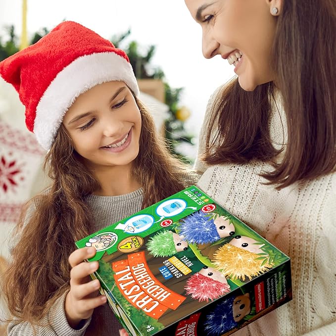 XXTOYS Crystal Growing Kit for Kids - 4 Vibrant Colored Hedgehog to Grow - Science Kits for Kids Age 6-8, Toys for Boys Age 8-12, Great Gifts Idea for 9 Year Old Girls, STEM Projects