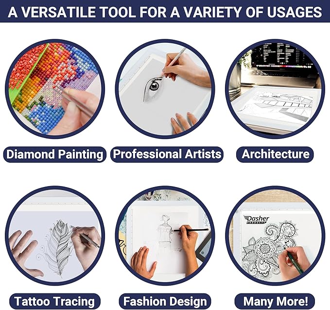 LED Tracing Light Box, 19" Ultra-Thin Light Pad with Adjustable Brightness, Includes USB Cable, Adapter, Paper, and Clip. Portable Drawing Board for Sketching, Cricut Projects, and More