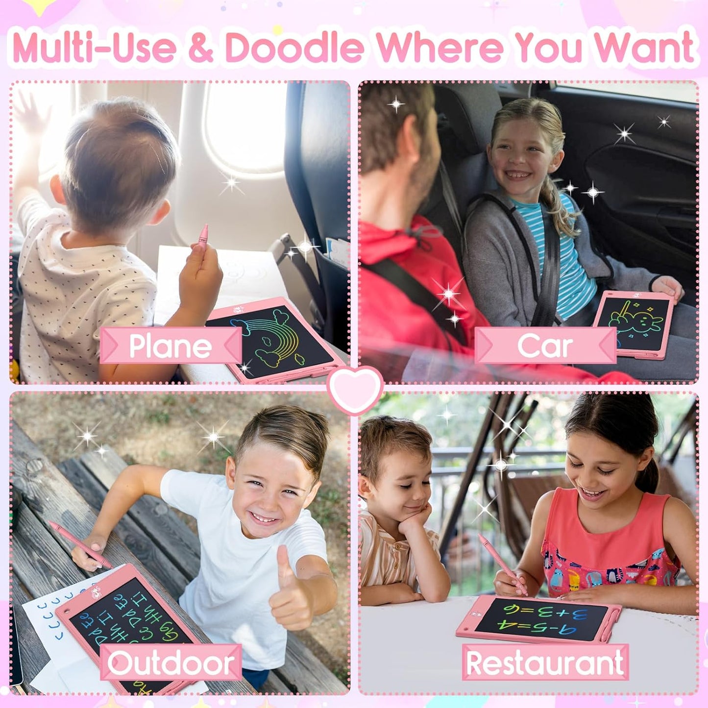 FLUESTON Toys LCD Writing Tablet Toddler,Toys for Boys Girls 3 4 5 6 7 8year,8.8 Inch 1pcs in 1 Pack Drawing Pad Toy Christmas Birthday Gifts for Kids,Drawing Tablet Doodle Board Cute Unicorn