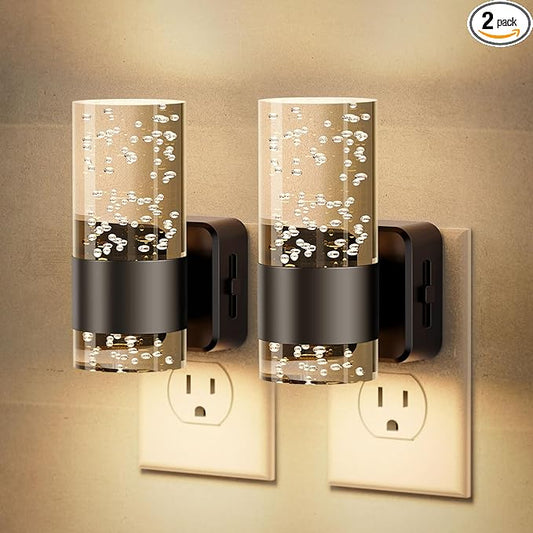 JandCase Night Light, Night Lights Plug into Wall,2 Pack 3000K LED Nightlight with 0-100LM Adjustable Brightness, Automatic Night Light Plug in with Light Sensor for Bathroom Hallway Room Decor