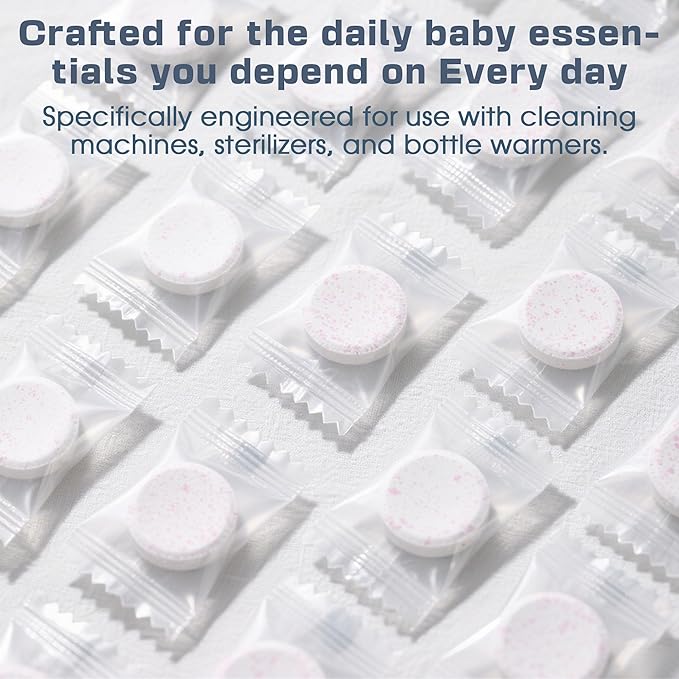 xcivi 40 Count Descaling Tablets Descales Compatible with Momcozy, Baby Brezza Bottle Washer, Descaling Tablets for Milk & Limescale Removal, Effective for Bottle Washer, Warmer, Sterilizer