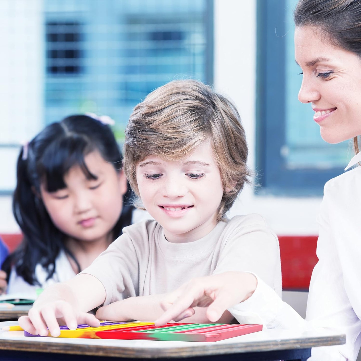 Multiplication Chart Math Games Pop Fidget Toys Math Manipulatives Times Table Chart Popper Board Stress Reliever Gift for Kids Popping Game to Practice Times Early Education(Macaron)