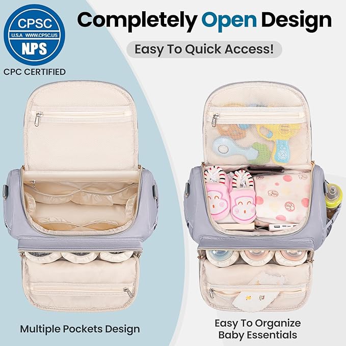 4 in 1 Convertible Diaper Bag Backpack,Waterproof Baby Diaper Bag with Changing Pad,Converts into Baby Tote Bag,Diaper Backpack,Stroller Bag and Crossbody Diaper Bag