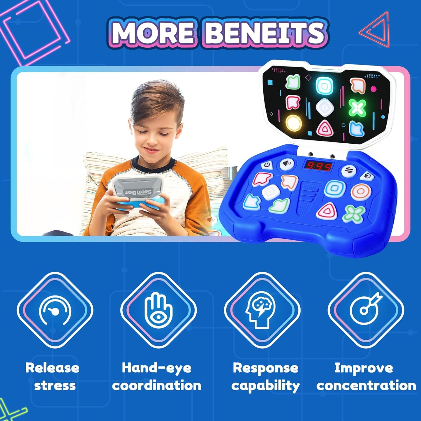 Fast-Push Puzzle Games | Electronic Bounce Fidget Toys | Educational Early Learning for Ages 3-12 | Boys & Girls | Navy Blue | Birthday & Party Gifts