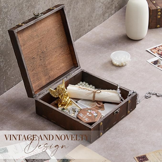 AW BRIDAL Personalized Keepsake Box Memory Box Wooden Storage Box for Trinkets Photos Jewelry Wedding Engagement Gifts for Couples//DK2301CPP07//