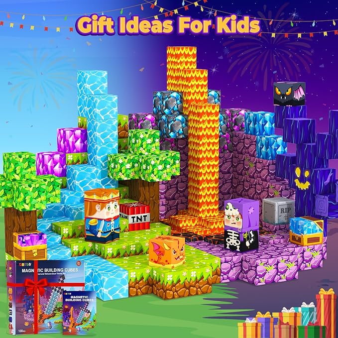 Magnetic Blocks, Kids Magnetic Building Cubes Toys for 3-13 Year Old Boys Girls, Montessori Sensory STEM Toddler Construction Toys Christmas Birthday Party Gifts.