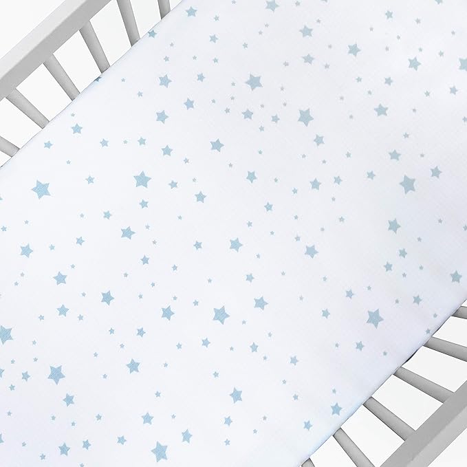 Newton Baby Fitted Single Layer Crib Sheet (2-Pack) - Ultra Breathable and Soft, Organic Cotton, Fits All Standard Cribs, White Stardust
