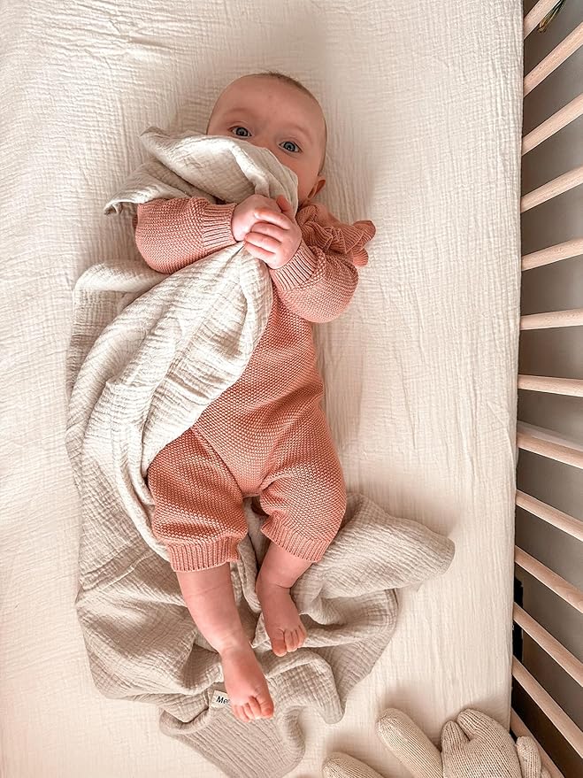 Crib Sheets for Baby Boy Girl 2 Pack, Fitted Crib Mattress Sheet 28" x 52", Muslin Toddler Bedding with Neutral Style, Nursery Bedding Essentials (Beige & Pale Yellow)