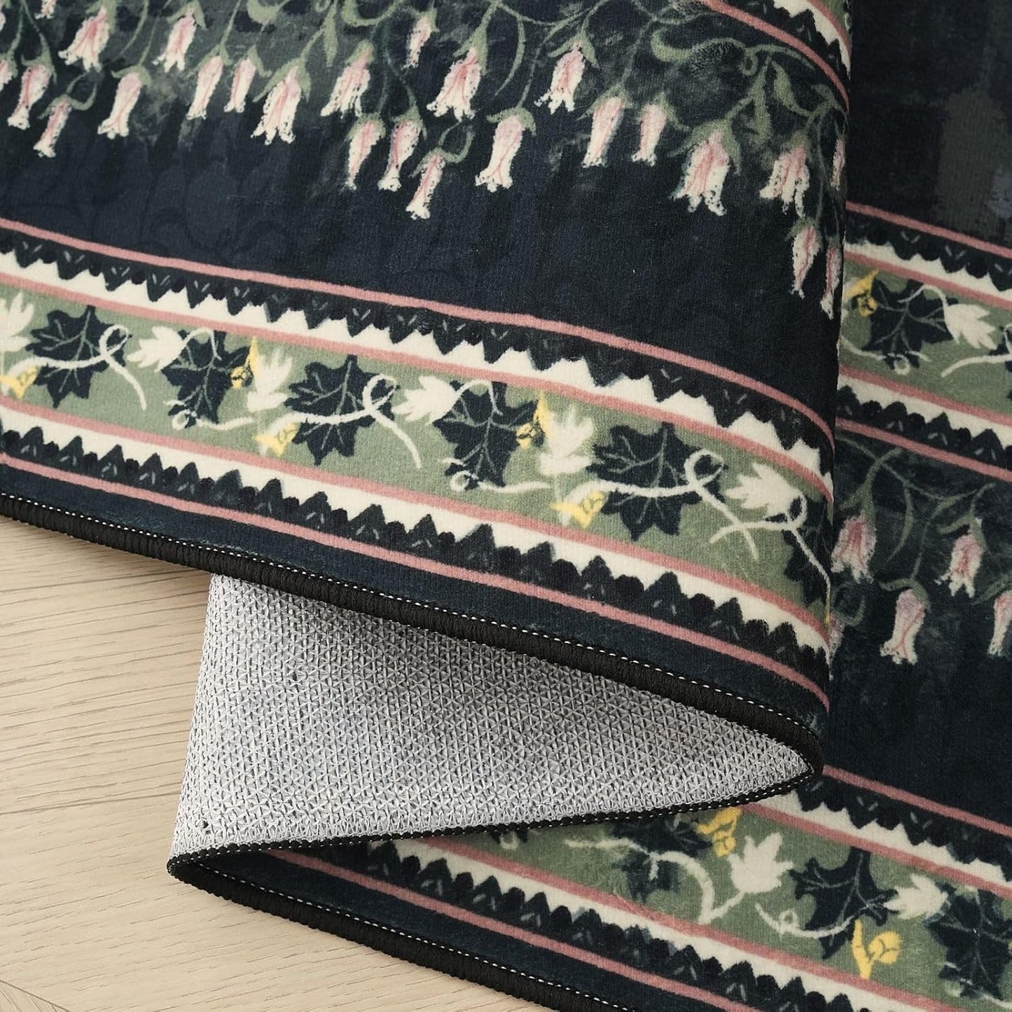 2x6 Runner Rug Impressionist-Style Vintage Kitchen Rugs Non Slip Washable Soft Carpet Runner for Kitchen Laundry Bedroom Bathroom, Green