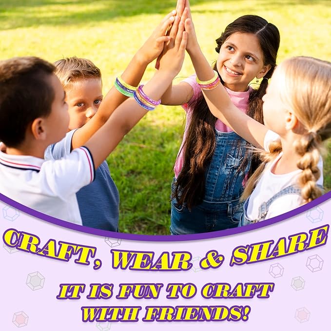 Make Your Own Glitter Bracelets Craft Kit, Gem Art Bracelet for Girls Friendship Bracelet Jewelry Making Kit, Art & Craft Gift for Kids Girls Age 6 7 8 9 10 11 12