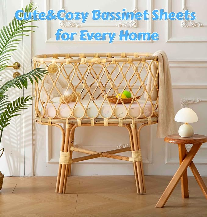 SDY Butterfly Bassinet Sheets Set 2 Pack for Boys Girls，Elastic Travel Crib Fashionable Floral Pattern, Standard Cradle Safe Sheets Set 32 * 16 * 4 inches (Butterfly)