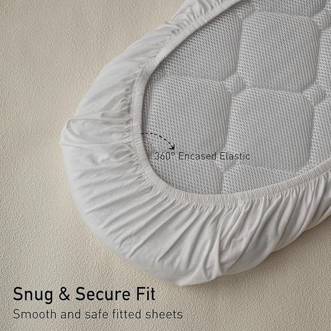 Gllquen Baby Bassinet Sheets 2 Pack, 100% Organic Cotton Bassinet Fitted Sheets for Girls Boys, Soft & Breathable Unisex Baby Mattress Sheet for Standard Bassinets 33"x17"(White)