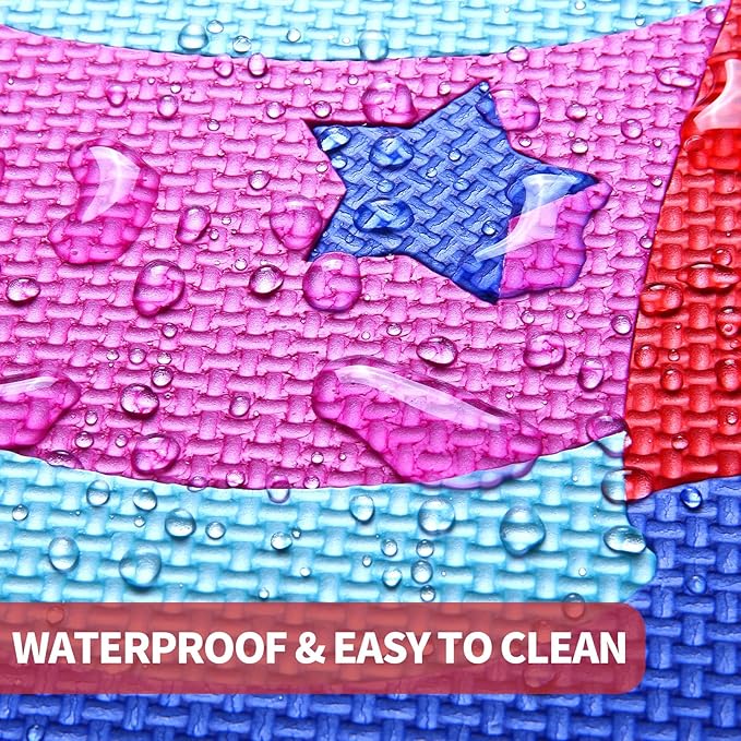 Coolcandy Baby Play Mat, 25Pcs Interlocking Puzzle Floor Mat, with Safety Fence - 0.4" Thick Non-Toxic EVA Foam Play Mat, for Infants & Toddlers 3-36 Months, Soft Puzzle Tiles for Play Areas