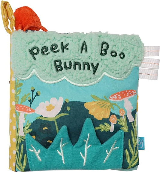 Manhattan Toy Fairytale Peek-a-Boo Soft Activity Crinkle Book for Baby & Toddler with Tethered Bunny Squeaker Small