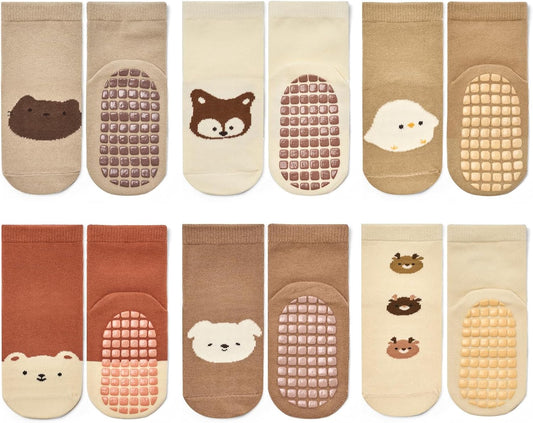 Baby Non Slip Ankle Socks with Grippers for 0 Months-7 Years Old Walking Socks