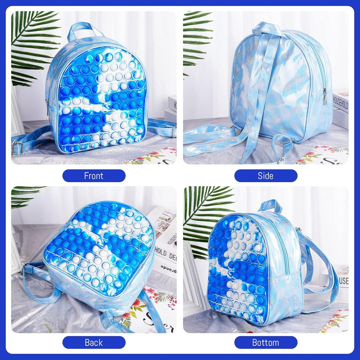 SCIONE Pop Backpack Fidget Toy for Girls, Easter Gifts for Kids School Bookbag, Large Capacity Push Bubble Backpack Fidget Toys Birthday Fidgets Gifts for Girls