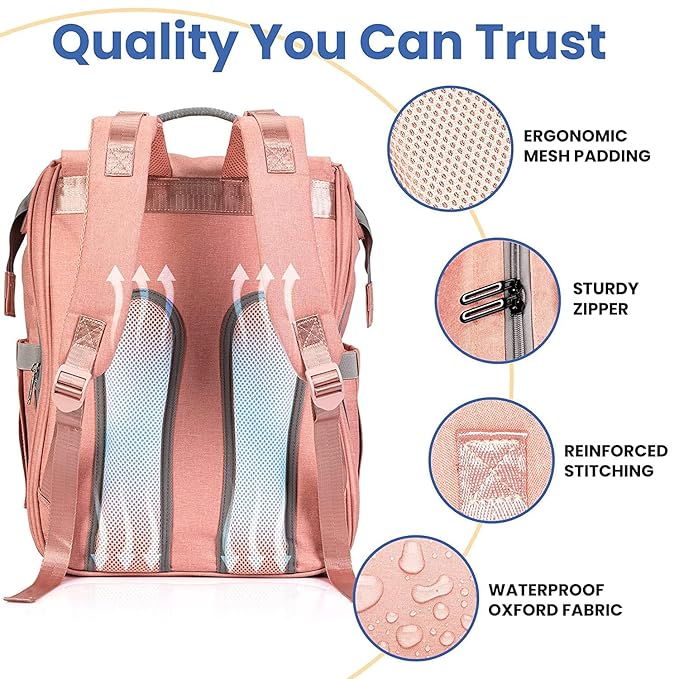 PILLANI Baby Diaper Bag Backpack - Large Bag for Boys & Girls, Waterproof Diaper Backpack - Travel Diaper Bags w/Changing Pad, Baby Registry Search & Shower Gifts - Essentials Must Haves Newborn Stuff