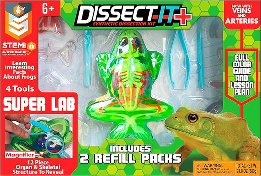Dissect-It Kit for Kids, Simulated Synthetic Lab Dissection Toy, Frog Super Lab STEM Toys for Animal Science, Biology, and Anatomy