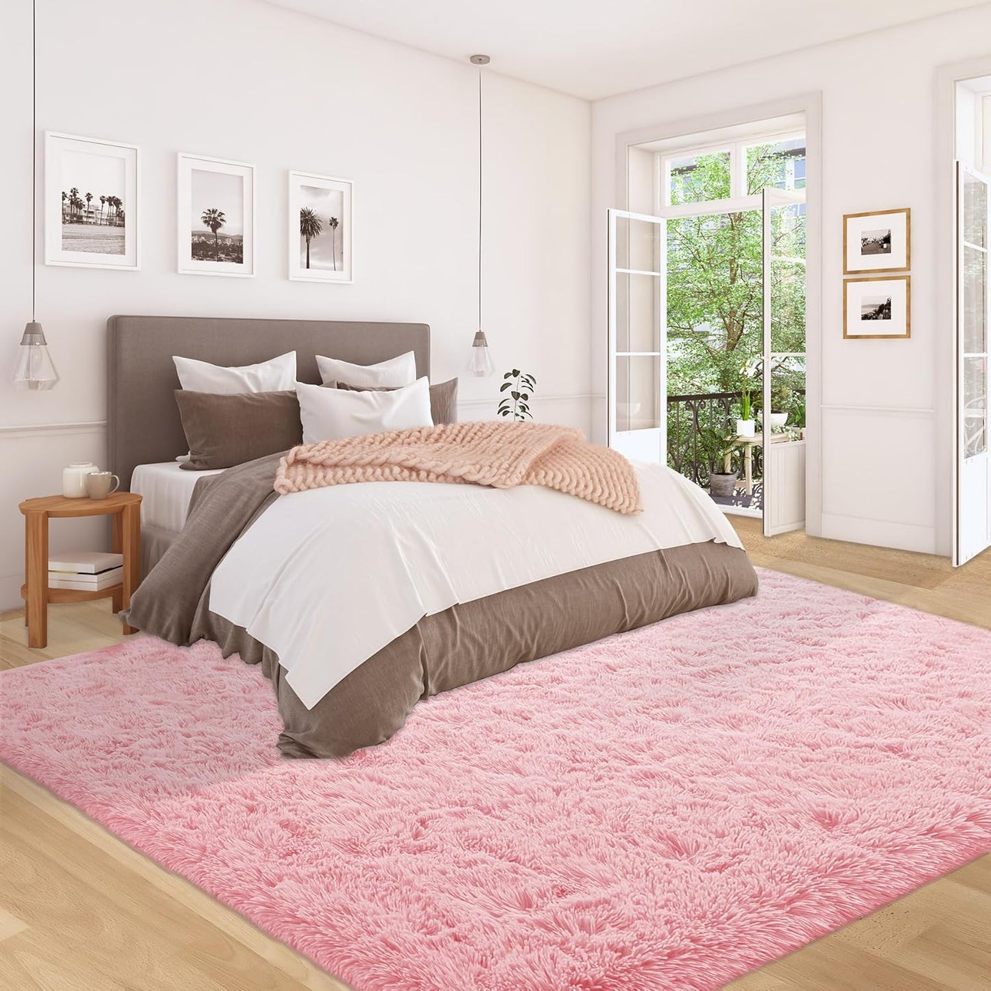 6x9 Area Rug for Living Room: Fluffy Shag Soft Washable Rugs Large Fuzzy Plush Indoor Carpet for Bedroom Nursery Playroom Kids Girls Boys Room (Pink, 6'x9')
