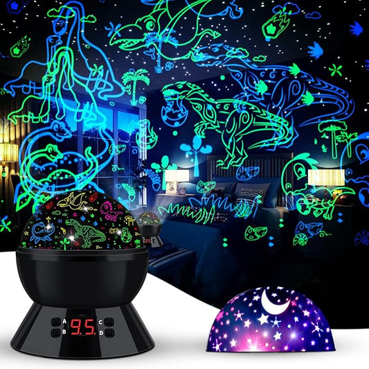 Dinosaur Night Light Projector for Kids Toys for Boys Room, 360 Degree Rotation with 17 Colors Dino Projection Light for Toddler Nightlight Lamp Birthday Gifts for Boys Bedroom Decor