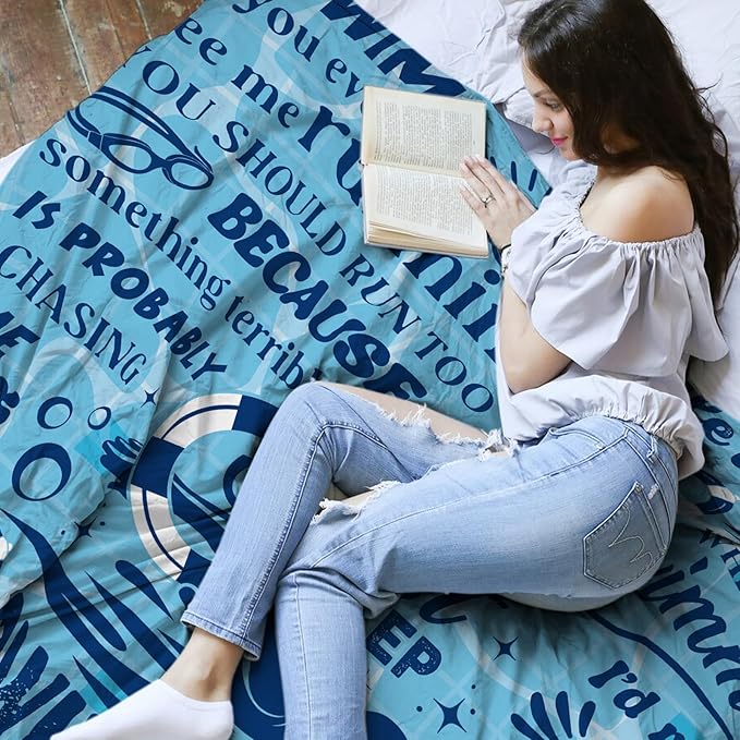 Swim Gifts for Swimmers, Swimming Blanket Gifts for Coach Gifts, Swim Team Gift, Just Keep Swimming, 50" x 60" Swimmer Blanket Christmas Birthday Gift for Men