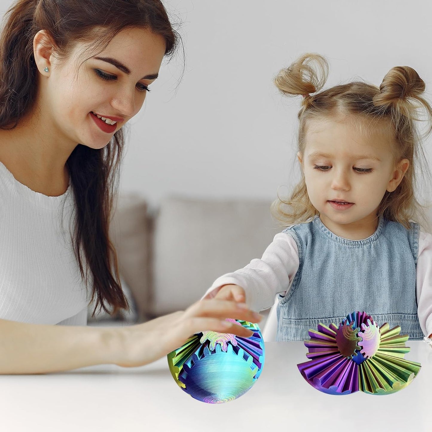 Gear Ball，Gear Sphere, 2024 New 3D Printed Gear Ball ,Gear Toy for Stress and Anxiety Relaxing, ,Great for Restless Kids and Stressed-Out Adults. (Multicolor B)