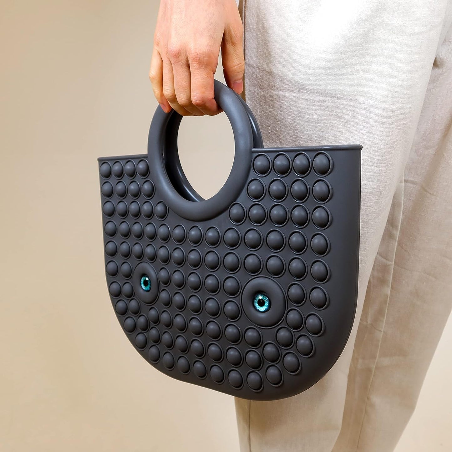 BABANA Fidget Purse for Girls - Bubble Push Pop Bag with Crazy Eyes, Silicone Fidget Handbag Toy for Kids | Birthday, Easter