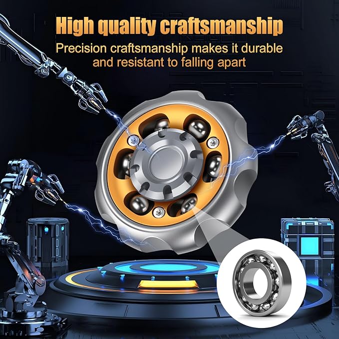 Metal Precision Fidget Spinner - Anxiety Rotator & Restless Fidget Toy, Stress-Relief Tool for Adults & Kids (Grey)