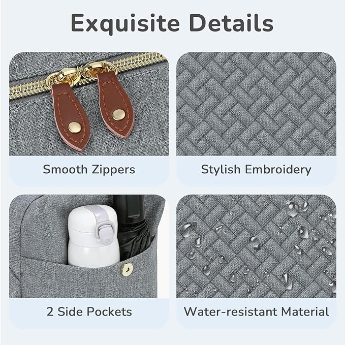 Diaper Bag Tote, Baby Bag Travel Diaper Tote Bag with Pacifier Case, Cute Maternity Hospital Baby Stylish Diaper Tote for Mom Dad Medium Size, Grey