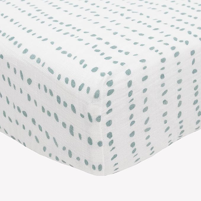 Little Unicorn Premium Crib Sheet | Breathable & Super-Soft Muslin Fabric (Stone Stripe)