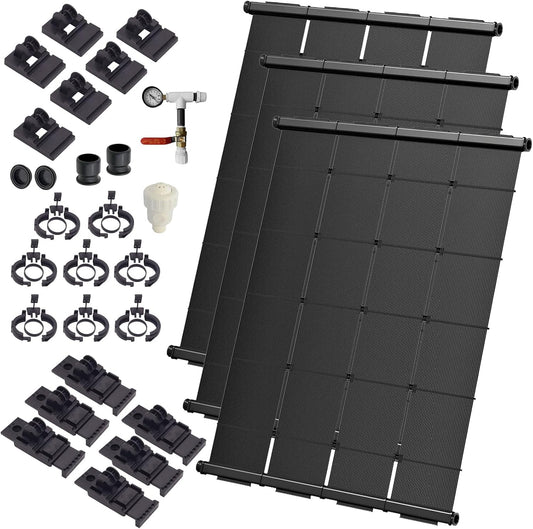 Industrial Grade Solar Pool Heater DIY Kit - Superior High-Wind Strapless Mounting System & Maximum Freeze Resistance (3-4'x9.5' / 114 Square Feet)