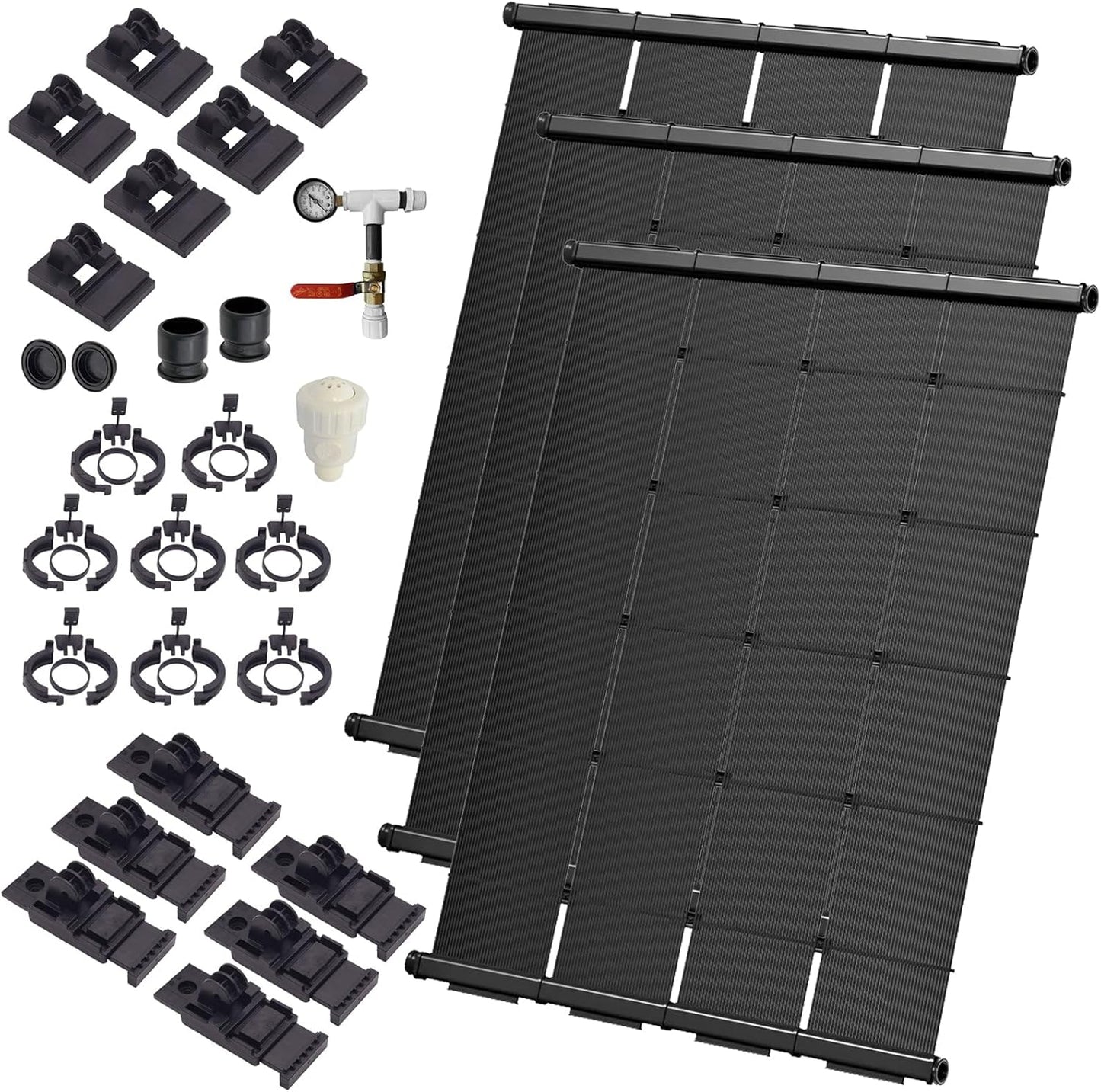Industrial Grade Solar Pool Heater DIY Kit - Superior High-Wind Strapless Mounting System & Maximum Freeze Resistance (3-4'x6.5' / 78 Square Feet)