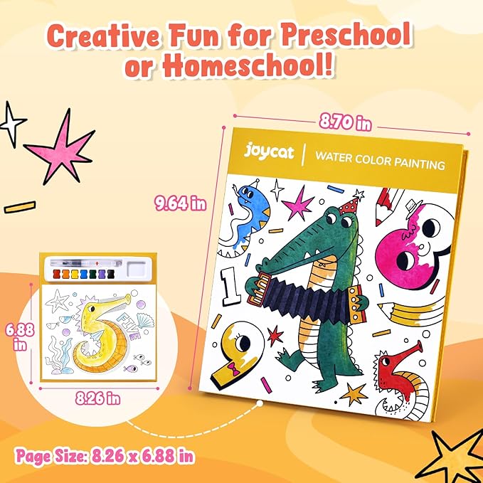 JoyCat Paint with Water Coloring Books for Toddlers, Watercolor Painting Sets for Kids Ages 3-5 4-8, Arts and Crafts Drawing Activities Toy Birthday Gift for Boys Girls (Numbers)