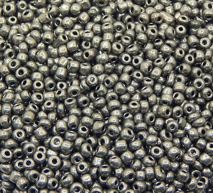 Perlin Glass Seed Beads 4mm 6/0 Round Mini Small Pony Spacer Beads 1100pcs for Jewelry Making Earrings Bracelets Pendants Waist DIY Handmade Metallic Color Kit (Antique Silver Metallic)