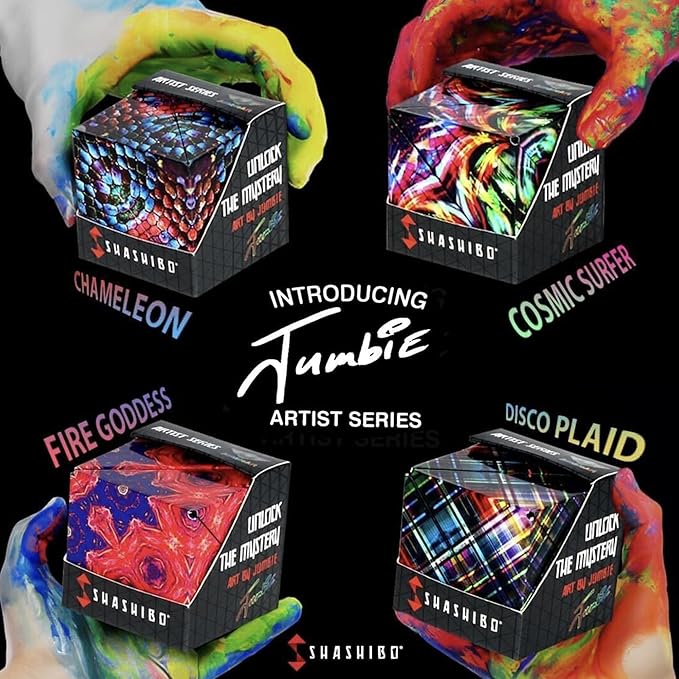 SHASHIBO Shape Shifting Box - Award-Winning Fidget Toy w/ 36 Rare Earth Magnets - Fidget Cube Transforms Into Over 70 Shapes, Sensory Toy Gift for Kids, Teens, and Adults (Fire Goddess)