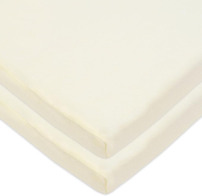 American Baby Company 2 Pack 100% Natural Cotton Fitted Cradle/Bassinet Sheets 36" x 18" - Soft, Breathable & Hypoallergenic Bed Sheets, Ecru, Neutral for Boys & Girls