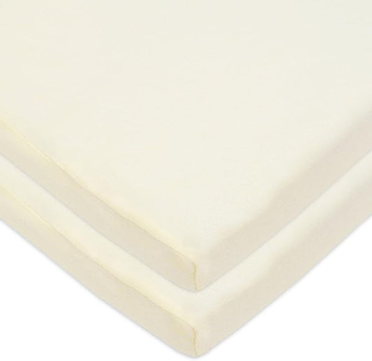 American Baby Company 2 Pack 100% Natural Cotton Fitted Cradle/Bassinet Sheets 36" x 18" - Soft, Breathable & Hypoallergenic Bed Sheets, Ecru, Neutral for Boys & Girls