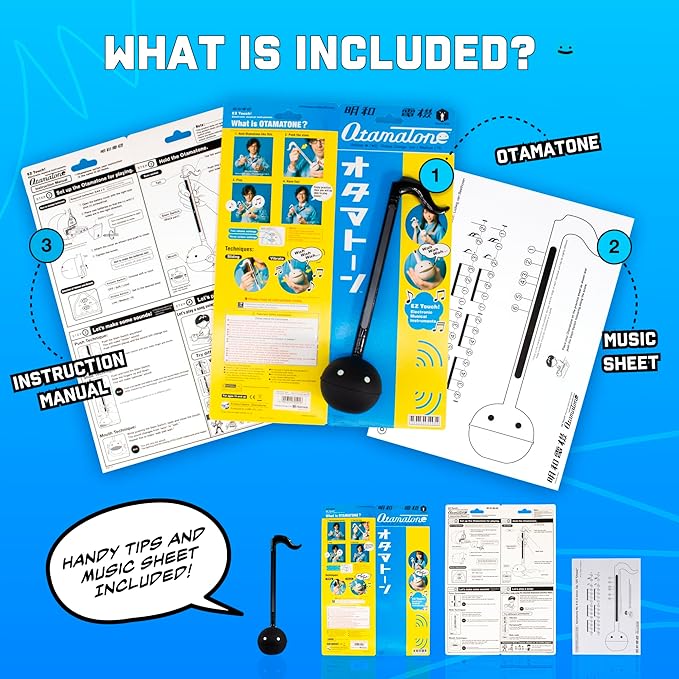 Otamatone Japanese Electronic Musical Instrument Portable Music Synthesizer from Japan by Maywa Denki Studio Award Winning, Educational Fun Gift for Children, Teens & Adults - Black