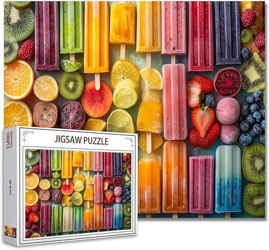Jigsaw Puzzles 1000 Pieces for Adults-Ice Summer Tropical Fruits Popsicles Puzzle-Challenging Puzzle Perfect for Game Nights-DIY Home Wall Decor-Frozen Fruit -Summer Popsicles Puzzles Art 27" x 20"