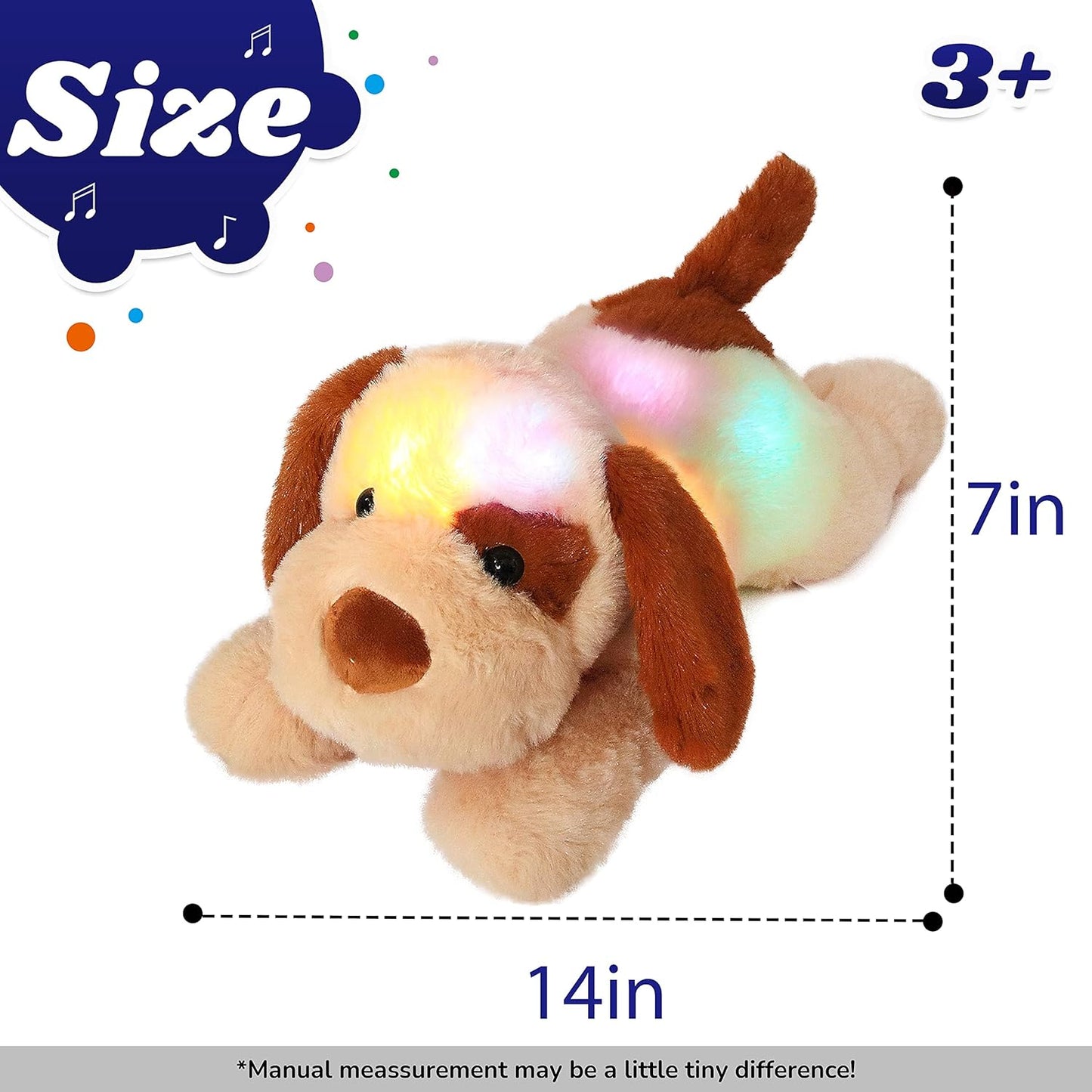 Cuteoy Glowing LED Dog Light-up Nightlight Toys Musical Plush Stuffed Animal Soft Singing Lullabies Birthday Christmas Plushies Puppy Gifts for Kids Boys Girls,14"