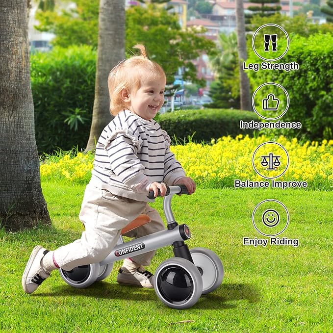 Baby Balance Bike 1 Year Old, Toddler Bike for One Year Old Boy Birthday Gift, 1-3 Years Toddler First Bike with No Pedal & Silence Wheels, Ride on Toy Gifts for 1 Year Old Boy