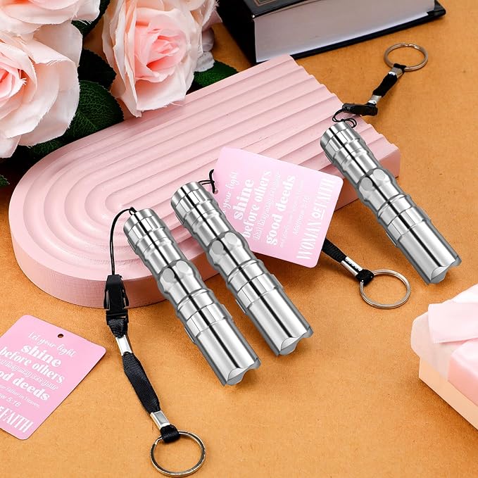 12 Sets Christian Gifts for Women Bulk Woman of Faith Gift Scripture Flashlight Keychains with Bible Verse Card for Women