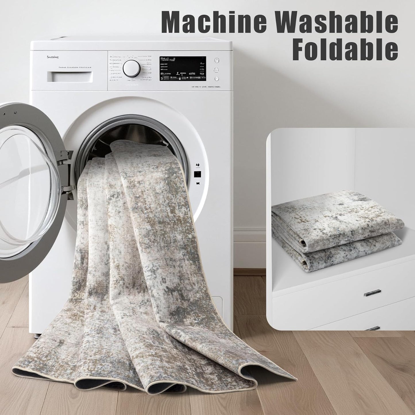 6x9 Area Rug Living Room Rug: Washable Modern Abstract Soft Thin Rug Indoor Floor No Slip Stain Resistant Carpet for Bedroom Dining Room Farmhouse Nursery Home Office - Brown Grey