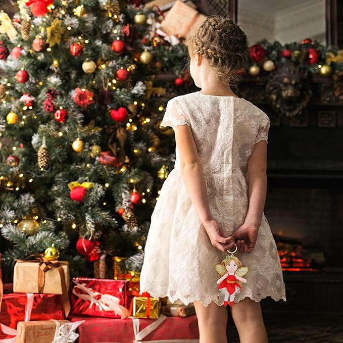 June Garden 7" Enchanted Garden Fairy Doll Orla - Plush Soft Keychain for Girls - Red