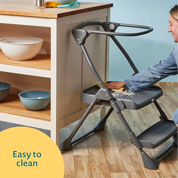 The First Years Foldable Toddler Tower and High Chair - 2-in-1 Baby High Chair and Toddler Step Stool - Adjustable Grow with Me Height - Folds Flat & Easy to Clean - Kids Stool with Non-Slip Surface